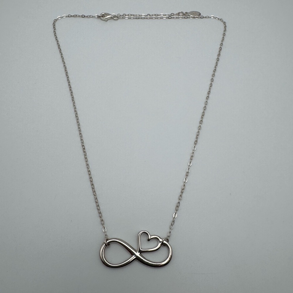 Sterling Silver 925 Infinity Heart Necklace
